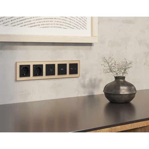 MA813010 Комплект механизма TV розетки оконечной ALFA Черный матовый 50-870 MHz 1dB QUANT (AP8130, VM202)