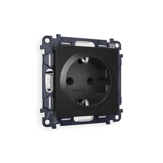 MA807010 Комплект механизма электрической розетки ALFA Черный матовый с/з с шторками QUANT (AP8070, VM141)