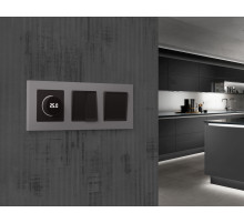 MA805810 Комплект механизма терморегулятора с цифровым дисплеем с подсветкой и датчиком для теплого пола ALFA Черный матовый QUANT (AP8058, VM1385)