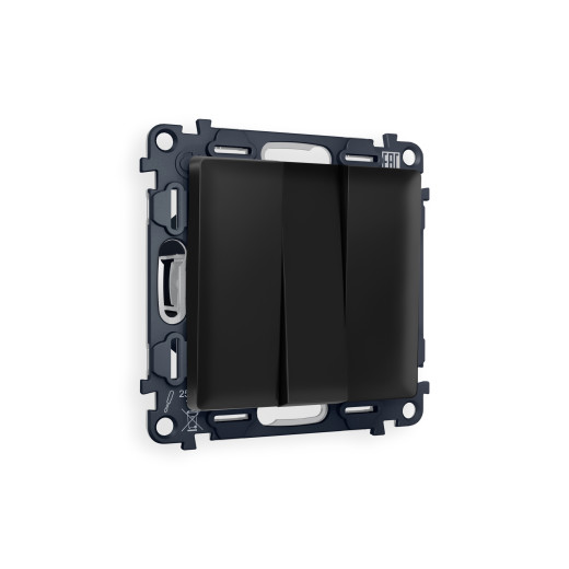 MA805010 Комплект механизма 3-кл выключателя ALFA Черный матовый QUANT (AP8050, VM133)