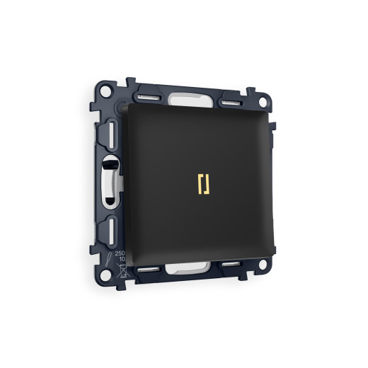 MA802010 Комплект механизма 1-кл выключателя с подсветкой 3200K ALFA Черный матовый QUANT (AP8020, VM101, G11Y)