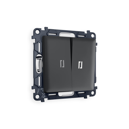 MA904035 Комплект механизма 2-кл проходного выключателя с подсветкой 5600K ALFA Графит мягкое касание QUANT (AP9040, VM120, G25W)