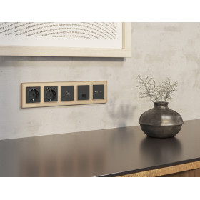 MA912005 Комплект мех-ма компьютерной розетки RJ-45 экранированной с автоматической защитной шторкой ALFA Графит мягкое касание QUANT (AP9120, VM185)