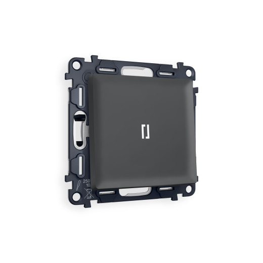 MA902035 Комплект механизма 1-кл проходного выключателя с подсветкой 5600K ALFA Графит мягкое касание QUANT (AP9020, VM105, G25W)