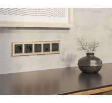 MA912010 Комплект механизма компьютерной розетки ALFA Графит мягкое касание RJ-45(8P8C) CAT6 с шторкой QUANT (AP9120, VM188)