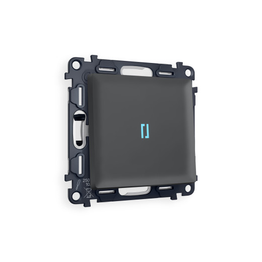 MA902040 Комплект механизма 1-кл проходного выключателя с подсветкой 10000K ALFA Графит мягкое касание QUANT (AP9020, VM105, G29B)