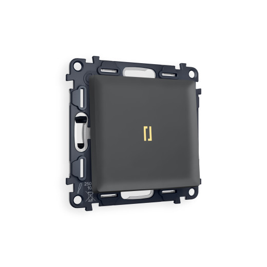 MA902030 Комплект механизма 1-кл проходного выключателя с подсветкой 3200K ALFA Графит мягкое касание QUANT (AP9020, VM105, G22Y)