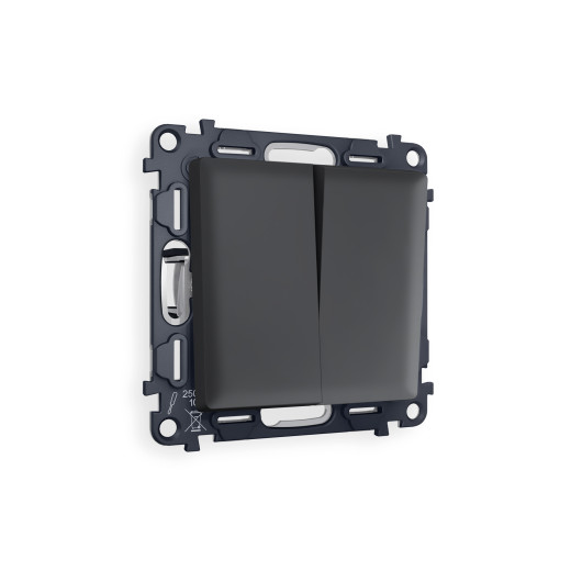 MA903020 Комплект механизма 2-кл проходного выключателя ALFA Графит мягкое касание QUANT (AP9030, VM120)