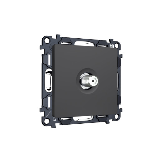 MA913050 Комплект механизм TV розетки SAT 5-2400MHz 3.5dB ALFA Графит мягкое касание QUANT (AP9130, VM215)