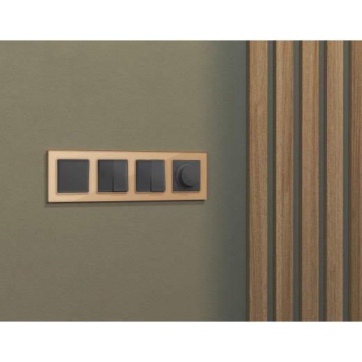 MA903020 Комплект механизма 2-кл проходного выключателя ALFA Графит мягкое касание QUANT (AP9030, VM120)