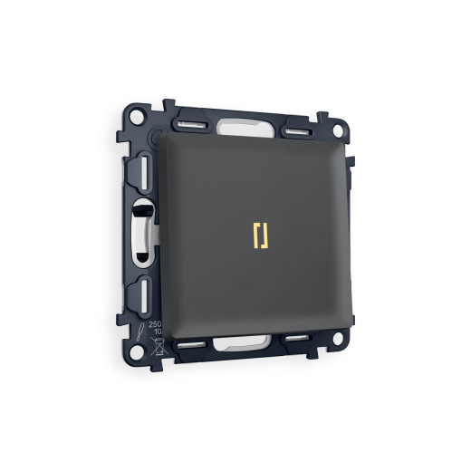 MA902010 Комплект механизма 1-кл выключателя с подсветкой 3200K ALFA Графит мягкое касание QUANT (AP9020, VM101, G11Y)