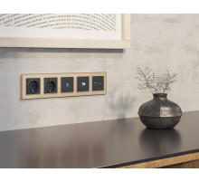 MA913050 Комплект механизм TV розетки SAT 5-2400MHz 3.5dB ALFA Графит мягкое касание QUANT (AP9130, VM215)