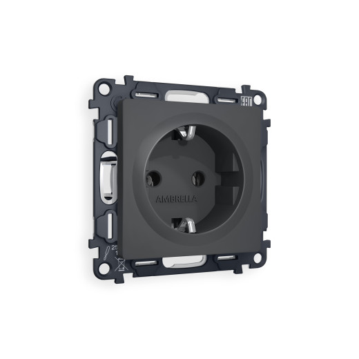 MA906010 Комплект механизма электрической розетки ALFA Графит мягкое касание с/з на винтовых зажимах QUANT (AP9060, VM141)