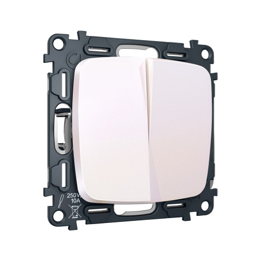 MO203030 Комплект механизма 2-клавишного перекрестного выключателя 10A-250V OMEGA Жемчуг QUANT (OP2030, VM125)