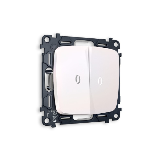 MO204015 Комплект механизма 2-кл выключателя с подсветкой 5600K OMEGA Жемчуг QUANT (OP2040, VM115, G14W)