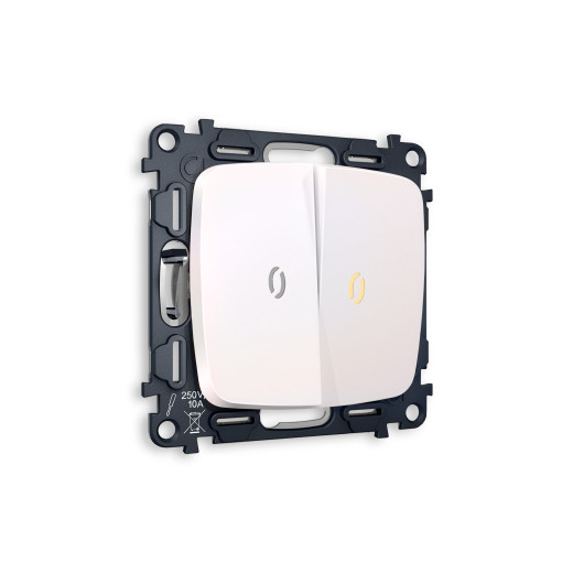 MO204010 Комплект механизма 2-кл выключателя с подсветкой 3200K OMEGA Жемчуг QUANT (OP2040, VM115, G11Y)