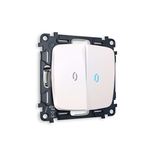 MO204040 Комплект механизма 2-кл проходного выключателя с подсветкой 10000K OMEGA Жемчуг QUANT (OP2040, VM120, G29B)