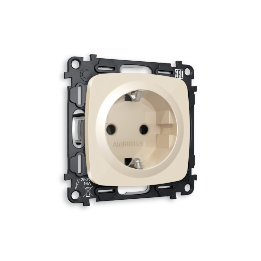 MO306010 Комплект механизма электрической розетки OMEGA Бежевый глянец с/з на винтовых зажимах QUANT (OP3060, VM141)