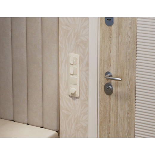 MO303030 Комплект механизма 2-клавишного перекрестного выключателя 10A-250V OMEGA Бежевый глянец QUANT (OP3030, VM125)