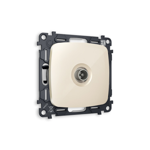 MO313030 Комплект механизма TV розетки проходной OMEGA Бежевый глянец 5-1000 MHz 4dB QUANT (OP3130, VM211)