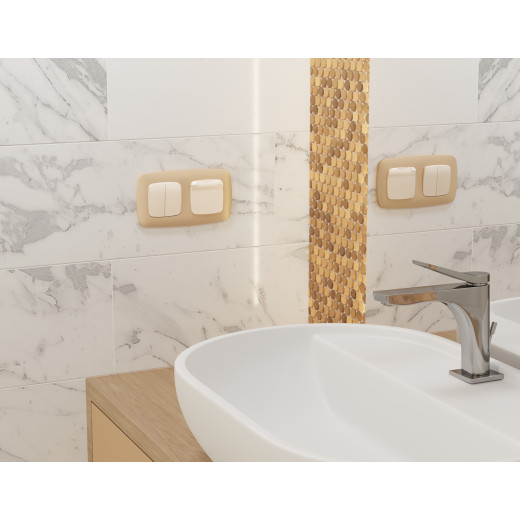 MO303030 Комплект механизма 2-клавишного перекрестного выключателя 10A-250V OMEGA Бежевый глянец QUANT (OP3030, VM125)