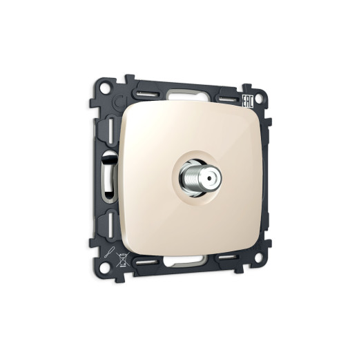 MO313050 Комплект механизм TV розетки SAT 5-2400MHz 3.5dB OMEGA Бежевый глянец QUANT (OP3130, VM215)