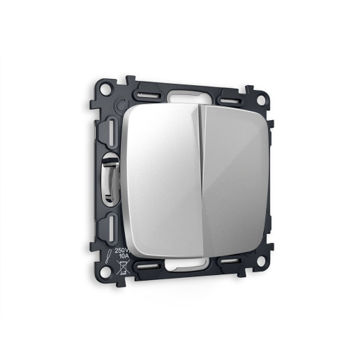 MO403010 Комплект механизма 2-кл выключателя OMEGA Серебро глянец QUANT (OP4030, VM115)