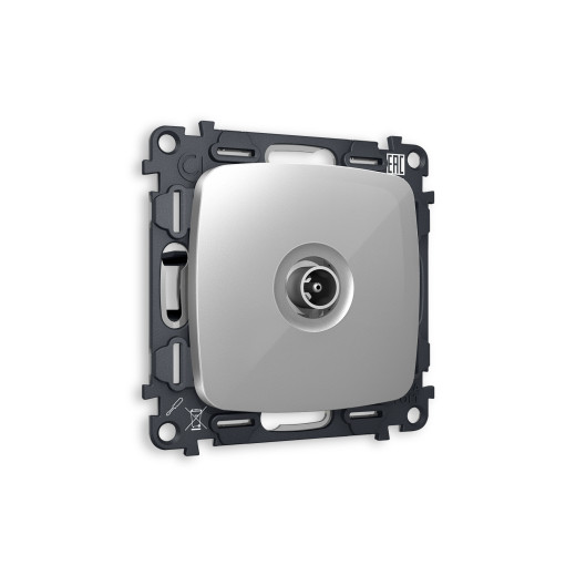 MO413030 Комплект механизма TV розетки проходной OMEGA Серебро глянец 5-1000 MHz 4dB QUANT (OP4130, VM211)