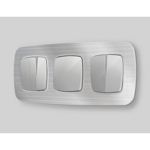 MO403030 Комплект механизма 2-клавишного перекрестного выключателя 10A-250V OMEGA Серебро глянец QUANT (OP4030, VM125)