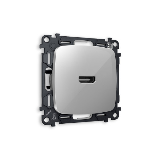 MO414010 Комплект механизма розетки HDMI 2.0 OMEGA Серебро глянец 40V/500mA 2.0GHz 5-18Gbit/s QUANT (OP4140, VM222)