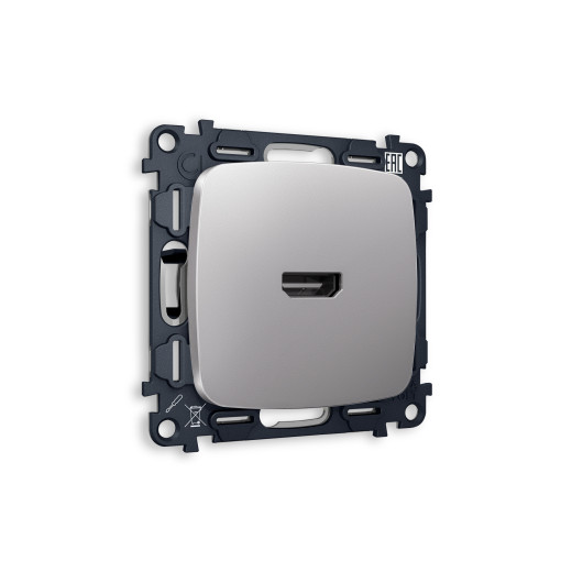 MO514010 Комплект механизма розетки HDMI 2.0 OMEGA Сталь матовый 40V/500mA 2.0GHz 5-18Gbit/s QUANT (OP5140, VM222)