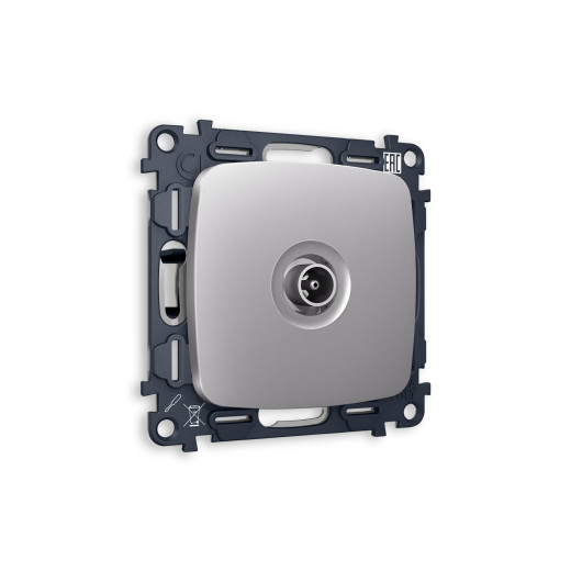 MO513010 Комплект механизма TV розетки оконечной OMEGA Сталь матовый 50-870 MHz 1dB QUANT (OP5130, VM202)