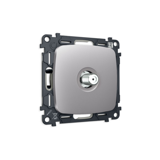 MO513050 Комплект механизма TV розетки SAT 5-2400MHz 3.5dB OMEGA Сталь матовый QUANT (OP5130, VM215)