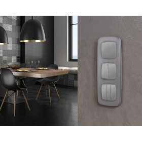 MO503030 Комплект механизма 2-клавишного перекрестного выключателя 10A-250V OMEGA Сталь матовый QUANT (OP5030, VM125)