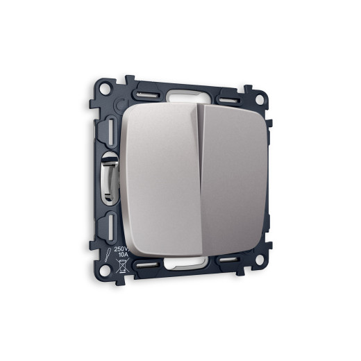 MO503020 Комплект механизма 2-кл проходного выключателя OMEGA Сталь матовый QUANT (OP5030, VM120)