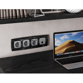 MO512005 Комплект механизма компьютерной розетки RJ-45 экранированной с автоматической защитной шторкой OMEGA Сталь матовый QUANT (OP5120, VM185)