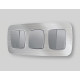 MO503030 Комплект механизма 2-клавишного перекрестного выключателя 10A-250V OMEGA Сталь матовый QUANT (OP5030, VM125)