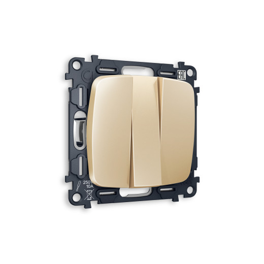 MO605010 Комплект механизма 3-кл выключателя OMEGA Шампань QUANT (OP6050, VM133)