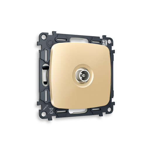 MO613030 Комплект механизма TV розетки проходной OMEGA Шампань 5-1000 MHz 4dB QUANT (OP6130, VM211)