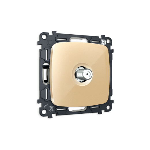 MO613050 Комплект механизма TV розетки SAT 5-2400MHz 3.5dB OMEGA Шампань QUANT (OP6130, VM215)