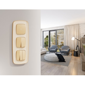 MO603030 Комплект механизма 2-клавишного перекрестного выключателя 10A-250V OMEGA Шампань QUANT (OP6030, VM125)