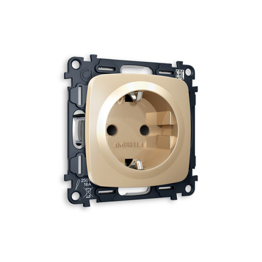 MO607010 Комплект механизма электрической розетки OMEGA Шампань с/з с шторками QUANT (OP6070, VM141)