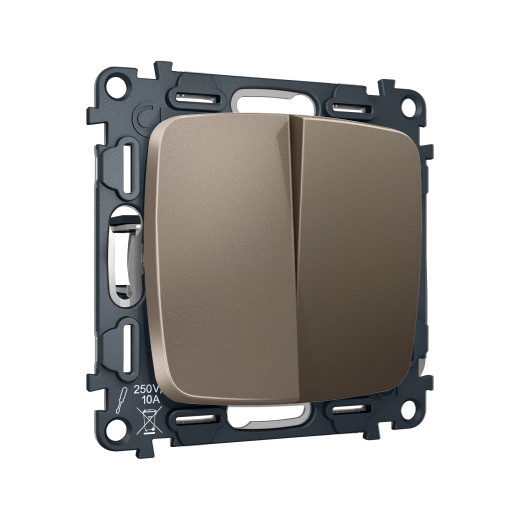 MO633030 Комплект механизма 2-клавишного перекрестного выключателя 10A-250V OMEGA Темная бронза матовый QUANT (OP6330, VM125)