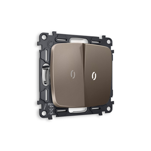 MO634015 Комплект механизма 2-кл выключателя с подсветкой 5600K OMEGA Темная бронза матовый QUANT (OP6340, VM115, G14W)