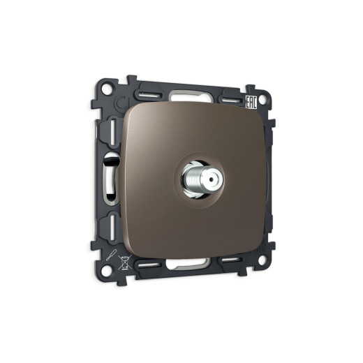 MO643050 Комплект механизма TV розетки SAT 5-2400MHz 3.5dB OMEGA Темная бронза матовый QUANT (OP6430, VM215)