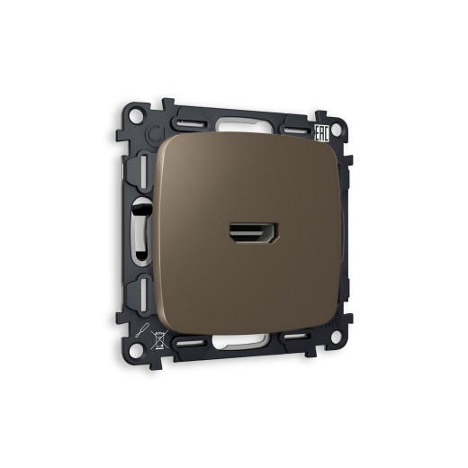 MO644010 Комплект механизма розетки HDMI 2.0 OMEGA Темная бронза матовый 40V/500mA 2.0GHz 5-18Gbit/s QUANT (OP6440, VM222)