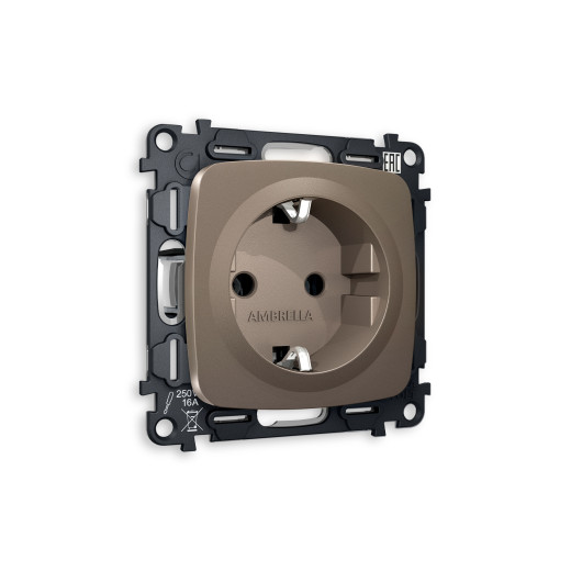 MO636010 Комплект механизма электрической розетки OMEGA Темная бронза матовый с/з на винтовых зажимах QUANT (OP6360, VM141)