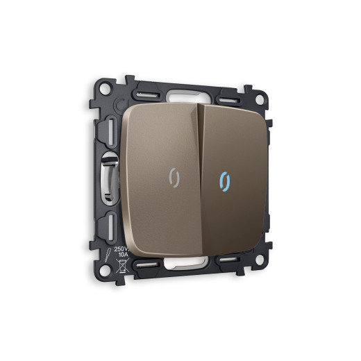 MO634040 Комплект механизма 2-кл проходного выключателя с подсветкой 10000K OMEGA Темная бронза матовый QUANT (OP6340, VM120, G29B)