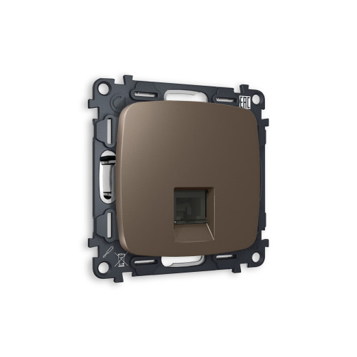 MO642030 Комплект механизма телефонной розетки OMEGA Темная бронза матовый RJ-11(4P4C) с шторкой QUANT (OP6420, VM190)