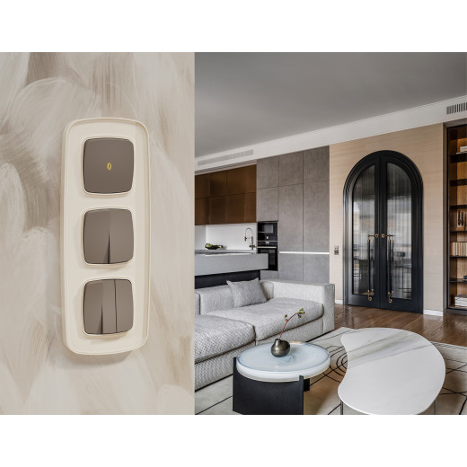 MO633030 Комплект механизма 2-клавишного перекрестного выключателя 10A-250V OMEGA Темная бронза матовый QUANT (OP6330, VM125)